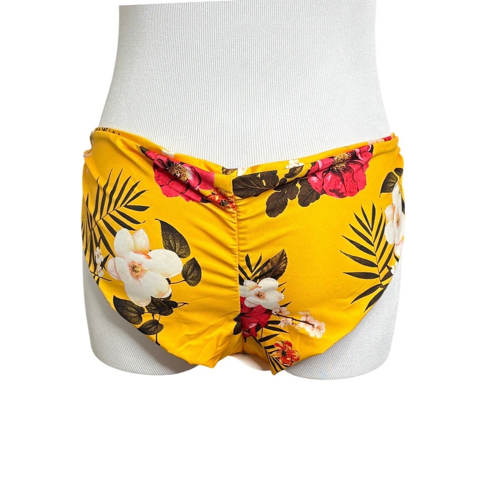 Agua Bendita Lola Clementine Yellow Floral Reversible Bikini Bottom LARGE Travel - Picture 4 of 7